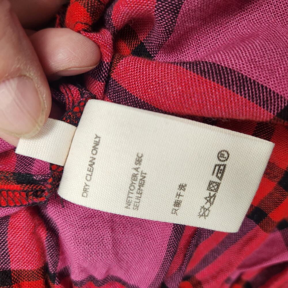 Free People Pacific Dawn Plaid Shirt Womens Size MED Drawstring Waist Snap Front - Picture 3 of 10